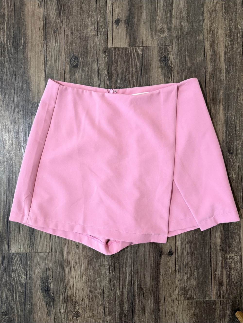 High-Rise Pink Skort Shorts with A-Line Overlay